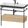 Image de Duravit Happy D.2 Plus c-bonded Set avec console métallique et tiroir, 975x490mm, 2 trous pour robinetterie, HP4743E7171