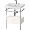 Image de Duravit Happy D.2 Plus c-shaped Set avec console métallique et tiroir, 575x490mm, 2 trous pour robinetterie, HP4840E2222