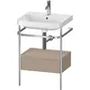 Image de Duravit Happy D.2 Plus c-shaped Set avec console métallique et tiroir, 575x490mm, 1 trou pour robinetterie, HP4840O7575