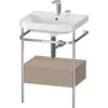 Image de Duravit Happy D.2 Plus c-shaped Set avec console métallique et tiroir, 575x490mm, 2 trous pour robinetterie, HP4840E7575
