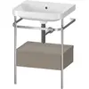 Image de Duravit Happy D.2 Plus c-shaped Set avec console métallique et tiroir, 575x490mm, sans trou pour robinetterie, HP4840N9292