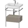 Image de Duravit Happy D.2 Plus c-shaped Set avec console métallique et tiroir, 575x490mm, 2 trous pour robinetterie, HP4840E9292