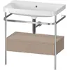 Image de Duravit Happy D.2 Plus c-shaped Set avec console métallique et tiroir, 775x490mm, sans trou pour robinetterie, HP4842N7575