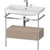 Image de Duravit Happy D.2 Plus c-shaped Set avec console métallique et tiroir, 775x490mm, 2 trous pour robinetterie, HP4842E7575