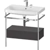 Image de Duravit Happy D.2 Plus c-shaped Set avec console métallique et tiroir, 775x490mm, 2 trous pour robinetterie, HP4842E8080
