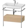 Image de Duravit Happy D.2 Plus c-shaped Set avec console métallique et tiroir, 775x490mm, 2 trous pour robinetterie, HP4842E7171