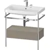 Image de Duravit Happy D.2 Plus c-shaped Set avec console métallique et tiroir, 775x490mm, 2 trous pour robinetterie, HP4842E9292