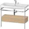 Image de Duravit Happy D.2 Plus c-shaped Set avec console métallique et tiroir, 975x490mm, 2 trous pour robinetterie, HP4843E7171