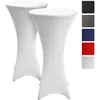Image de Lot De 2 Housses De Table Haute Stella Stretch Ø 80-85cm Blanc - Beautissu