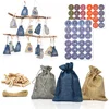 Image de Calendrier de l'Avent 24 sachets en lin 13 x 9 cm Gris Bleu Beige