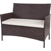 Image de Banc de jardin en poly rotin Halden, banquette ~ brun chiné, coussins crème