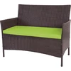 Image de Banc de jardin en poly rotin Halden, banquette ~ brun chiné, coussin vert
