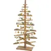 Image de Sapin de Noël décoratif HWC-H77, Sapin de Noël 3D Décoration de Noël, look shabby bois de sapin réglable 130x82x82cm ~ naturel