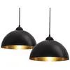 Image de B.K.Licht lot de 2 Suspension design vintage noire or Ø30 cm demi sphere E27 max 60 W hauteur totale 160 cm lampe pendante cuisine salon salle a manger