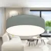 Image de B.K.Licht Plafonnier textile avec abat-jour Ø380mm rond 2xE27 max 40W lumière blanche chaude gris lampe plafond salon chambre bureau couloir
