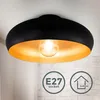 Image de B.K.Licht plafonnier noir doré design rétro, éclairage plafond vintage, Ø395mm, pour ampoule LED ou halogène E27, ampoule non incluse
