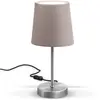 Image de B.K.Licht Lampe de table LED avec abat-jour textile 308x100mm ronde 1xE14 max 25W lumière blanche chaude taupe nickel mat lampe bureau chevet salon