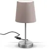 Image de B.k.licht Lampe De Table Led Avec Abat-jour Textile 308x100mm Ronde 1xe14 Max 25w Lumière Blanche Chaude Taupe Nickel Mat Lampe Bureau Chevet Salon
