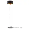 Image de B.K. Licht lampadaire tissu noir doré douille E27 pour une ampoule abat-jour en tissu 30 cm câble 140 cm avec interrupteur à pied livré sans ampoule