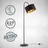 Image de Lampadaire rétro pivotant I abat-jour en tissu noir et doré I E27 I câble de 140 cm I salon I chambre I moderne