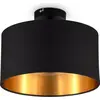 Image de B.K.Licht Plafonnier textile avec abat-jour Ø300mm rond 1xE27 max 60W lumière blanche chaude noir or lampe plafond salon chambre couloir