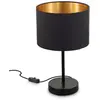 Image de B.K.Licht lampe de table, abat-jour en tissu noir-or, douille E27, Ø 20cm, interrupteur câble, câble de 140cm, livrée sans ampoule, lampe de chevet