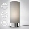 Image de Lampe de table en tissu gris I fonction tactile I 3 fois gradable I E14 I socle chromé I sans ampoule