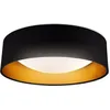 Image de B.K.Licht Plafonnier LED avec abat-jour textile Ø400mm rond 18W 2200lm 4000K lumière blanche neutre noir or lampe plafond salon chambre couloir