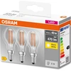 Image de OSRAM LED Base Classic P, en forme de goutte avec culot E14, non dimmable, remplace 40 watts, style filament clair, blanc chaud - 2700 kelvins, pack de 3