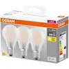 Image de OSRAM LED Base Classic A, en forme de bulbe avec culot E27, non dimmable, remplace 60 watts, mat, blanc chaud - 2700 kelvins, pack de 3