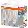 Image de Ampoule Led Flamme E14 Osram éclairage Froid, Faible Consommation, Pack De 3 - Osram