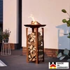 Image de HOME DELUXE - Brasero en fonte - FRANK, dimensions : 34 x 91 x 34 cm I Panier à feu Foyer Baril à feu