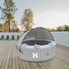 Image de HOME DELUXE - Jacuzzi d'extérieur - SPLASH + coussins, porte-boissons et pare-soleil - Couleur : gris -   208 cm, 130 jets d'air - avec housse, kit de réparation, kit de filtration I Spa d'extérieur pour 6 personnes