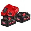 Image de Pack Batteries + Chargeur MILWAUKEE M18 High Output 5,5 Ah x2 + M12-18 FC Rapide Rouge/Noir - Neuf