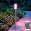 Image de Lampadaire De Jardin Led Lampe D'Extérieur Lampe À Colonne Télécommande Changement De Couleur Jardin, Ip44 Acier Inoxydable Argenté Opalin, 1x Rgb Led 3,5w, Dxh 12,7x110 Cm