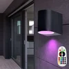 Image de Spots Muraux Extérieurs Pour Éclairage D'Entrée De Porte De Maison À Intensité Variable Dans Un Ensemble Comprenant Des Lampes À Led Rvb