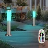Image de Lot De 2 Éclairages D'Extérieur En Acier Inoxydable Sur Pied, Lampes Télécommandées À Intensité Variable Dans Un Ensemble Comprenant Des Lampes Led Rvb