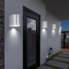 Image de Lot De 4 Appliques Murales D'Éclairage Extérieur De Façade Vers Le Bas Spots Lumières De Cour Argent