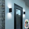 Image de Eclairage Extérieur Porte D'Entrée Up Down Applique Murale Extérieur Noir Mur Extérieur Terrasse Aluminium, Changement De Couleur Dimmable Avec Télécommande, 2x Led Rgb 3,5w 200lm 3000k, Lot De 2