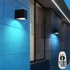 Image de Lot De 2 Lampes D'Extérieur Led Rgb Télécommande Alu Down Spots Appliques De Façade Dimmable Noir