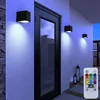 Image de Lot De 3 Lampes D'Extérieur Led Rgb Dimmable Alu Down Spots Noir Télécommande Appliques De Façade Télécommandées