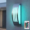 Image de Applique Murale D'Extérieur Dimmable Avec Télécommande Lampe De Façade Applique Argentée Lampe De Jardin Led Lampe De Terrasse, Changement De Couleur Rvb, 8,5w 806lm Blanc Chaud, Lxh 10x31,8 Cm