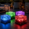 Image de Décoration De Jardin Lampe Solaire Led Rvb Avec Lampe De Jardin À Couleur Changeante, Lumière Décorative Au Design Glaçon, Lxh 7x5,4 Cm, Lot De 4