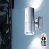 Image de Etc-shop - Lampe Murale Façade Télécommande Up Down Lumière En Acier Inoxydable Dimmable Dans Un Ensemble Comprenant Des Ampoules Led Rvb