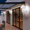 Image de Lot De 4 Lanternes Maison Appliques Murales Verre Blanc Style Antique Projecteurs De Jardin Aluminium Lumières Noires