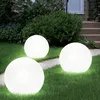 Image de Lot De 3 Lampes Boules Solaires À Led Pour Allée De Jardin, Éclairage De Piquet De Terrasse, Blanc
