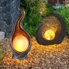 Image de Ensemble De 2 Luminaires Extérieurs Led Chemin Jardin Décoration Flamme Lune Or Argent Brun Noir