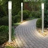 Image de 3x Lampes Sur Pied Extérieures En Acier Inoxydable Projecteurs De Patio Lumières De Parc Détecteurs De Mouvement