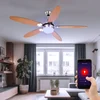 Image de Smart Ventilateur De Plafond Aller Retour 3 Vitesses Interrupteur À Tirette Lampe De Salon, Commande Par App, 1x Led Rgb 5w 470lm Blanc Chaud Froid, Dxh 132 X 40,6 Cm