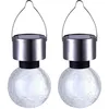 Image de Lot De 2 Lampes Suspendues Boule Solaire À Led Rgb Spots En Acier Inoxydable Éclairage De Balcon